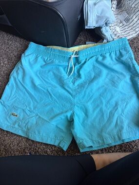 Lacoste Aqua Swim Trunks with Contrast Yellow Waistband